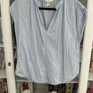 H&M Blue & White Stripe V-Neck Blouse – Size Small